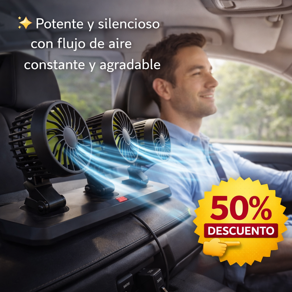 VENTILADOR PARA AUTO TRIPLE CABEZAL 360°