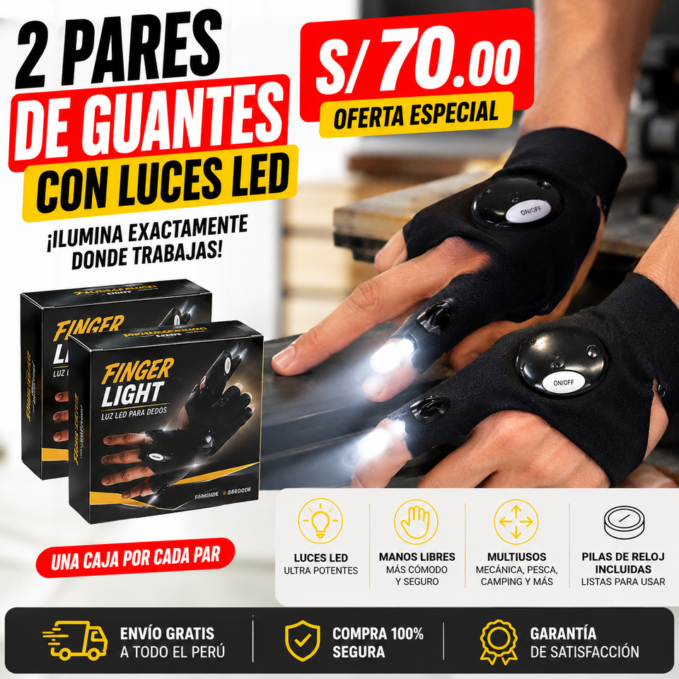 GUANTES PRO CON LUCES LED (2 PARES)